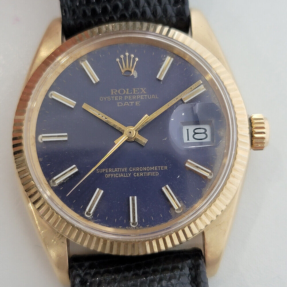 Mens Rolex Oyster Perpetual Date 14k Solid Gold 1503 35mm 1960s Automatic RA264
