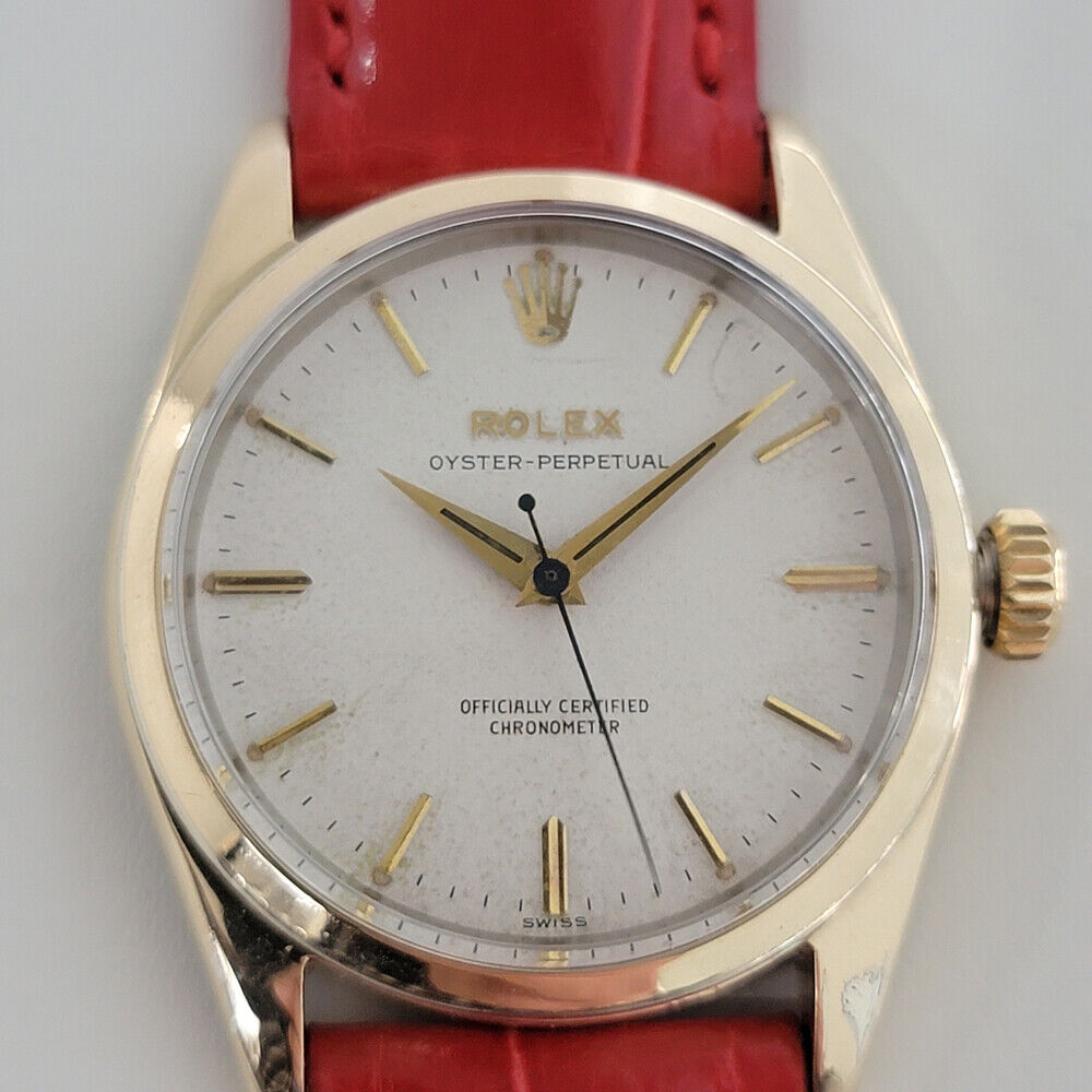 Mens Rolex Oyster Perpetual 6634 34mm Gold Cap 1950s Butterfly Automatic RA237