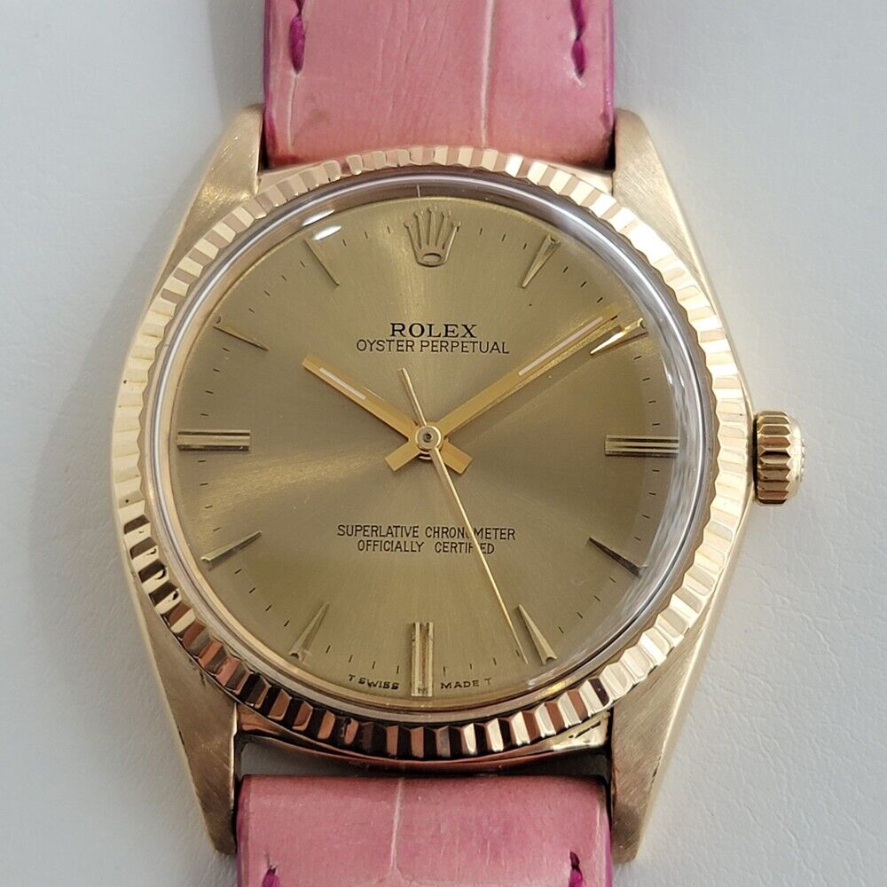 Mens Rolex Oyster Perpetual Ref 1013 36mm 18K Gold Automatic Swiss 1960s RA310P