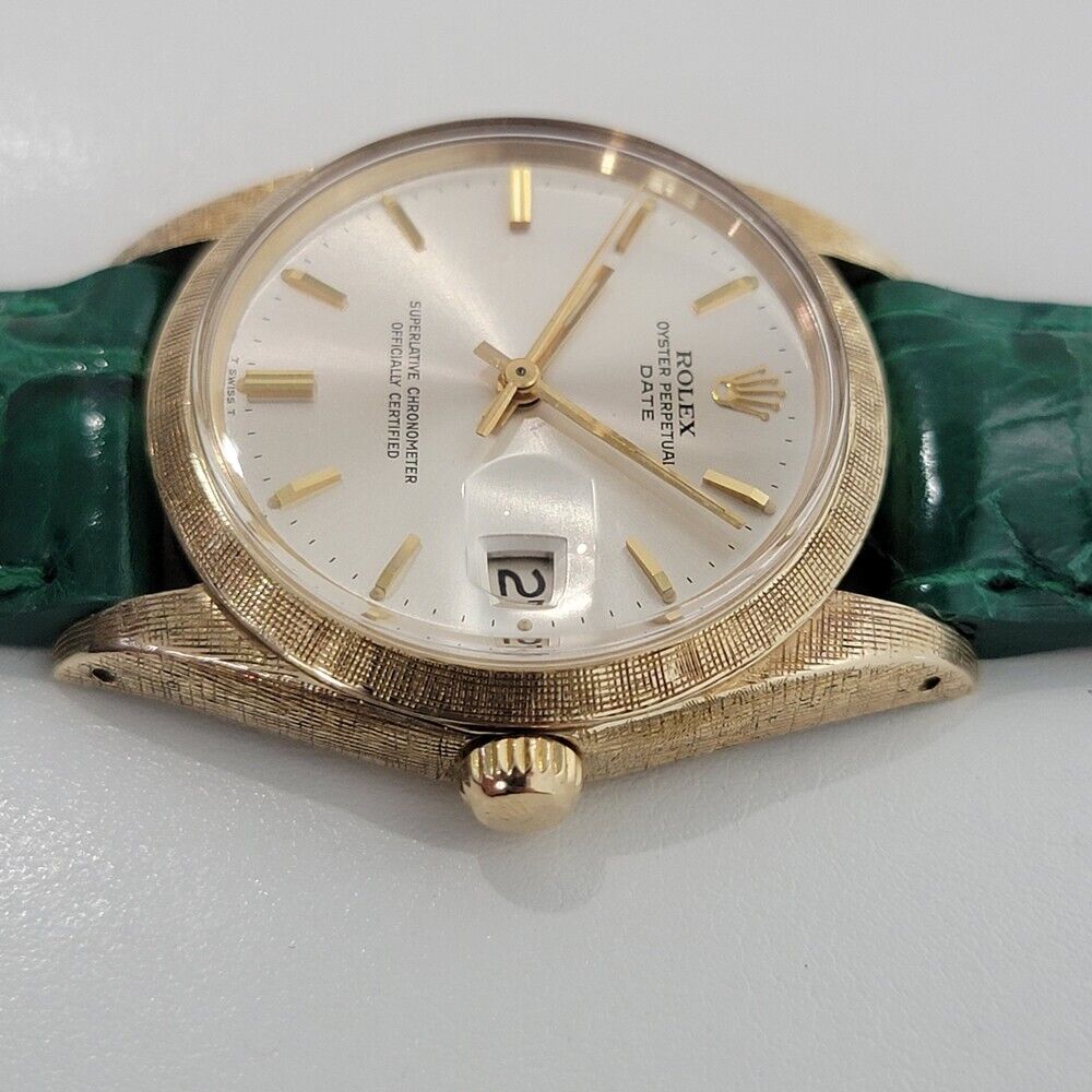 Mens Rolex Oyster Perpetual Date 1500 35mm 14K Gold 1960s Automatic RA267G