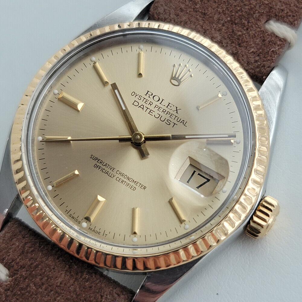 Mens Rolex Oyster Datejust Ref 16013 36mm 18k SS Automatic Swiss 1980s RJC177