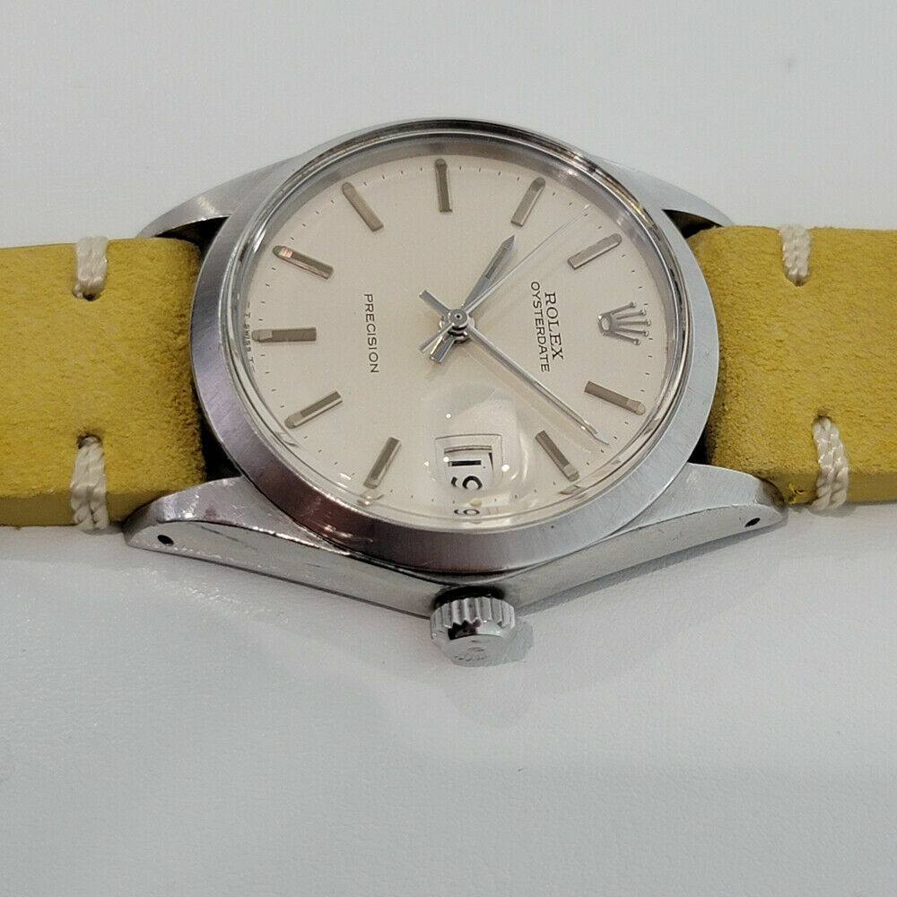 Mens Rolex Oysterdate Precision 1960s 6694 w Orig Box Paper 34mm Manual RA261Y