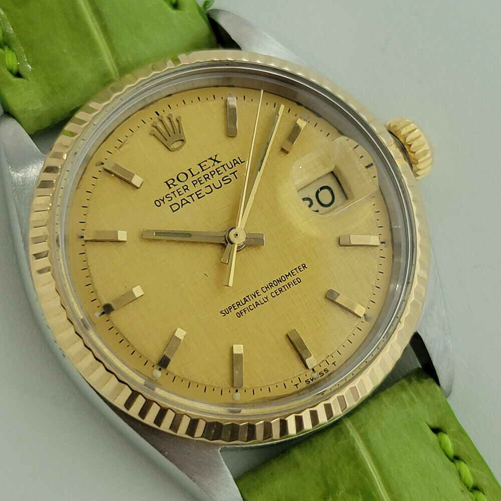 Mens Rolex Oyster Datejust 1601 36mm 18k SS 1970s Automatic Vintage Swiss RJC141