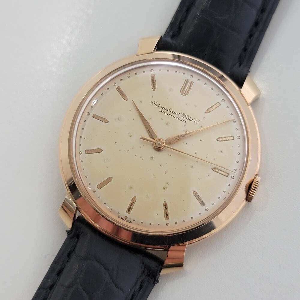 Mens IWC Schaffhausen 18k Rose Gold 37mm Manual Watch 1960s Vintage RA326