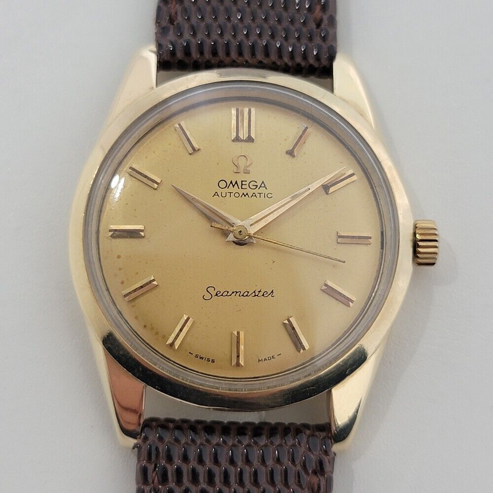 Mens Omega Seamaster Ref 2975 35mm 18k Gold Automatic 1950s Swiss Vintage RA406