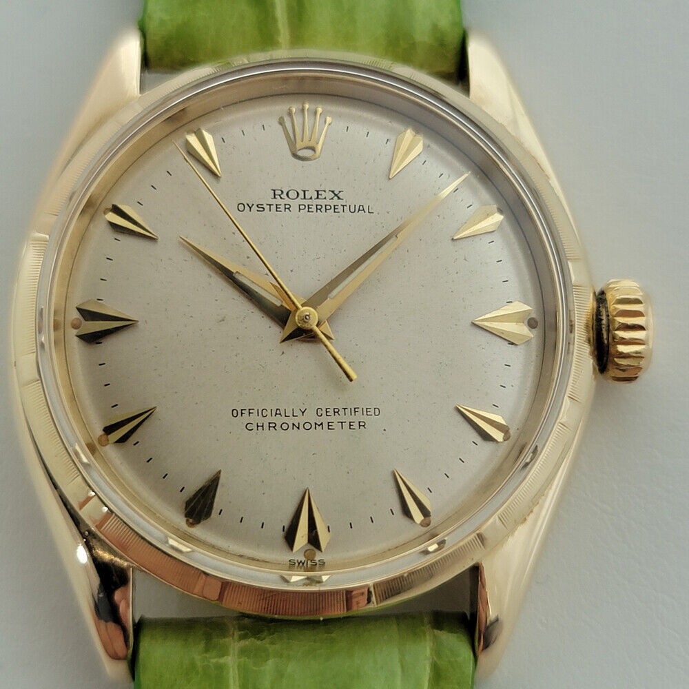 Mens Rolex Oyster Perpetual 6585 14k Gold 34mm 1960s Automatic Vintage RJC162