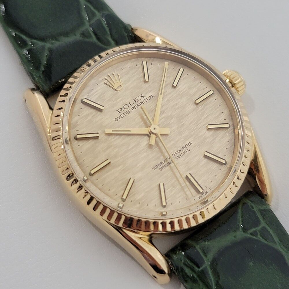 Mens Rolex Oyster Perpetual 1011 33mm 18k Gold Automatic Vintage 1970s RJC154G