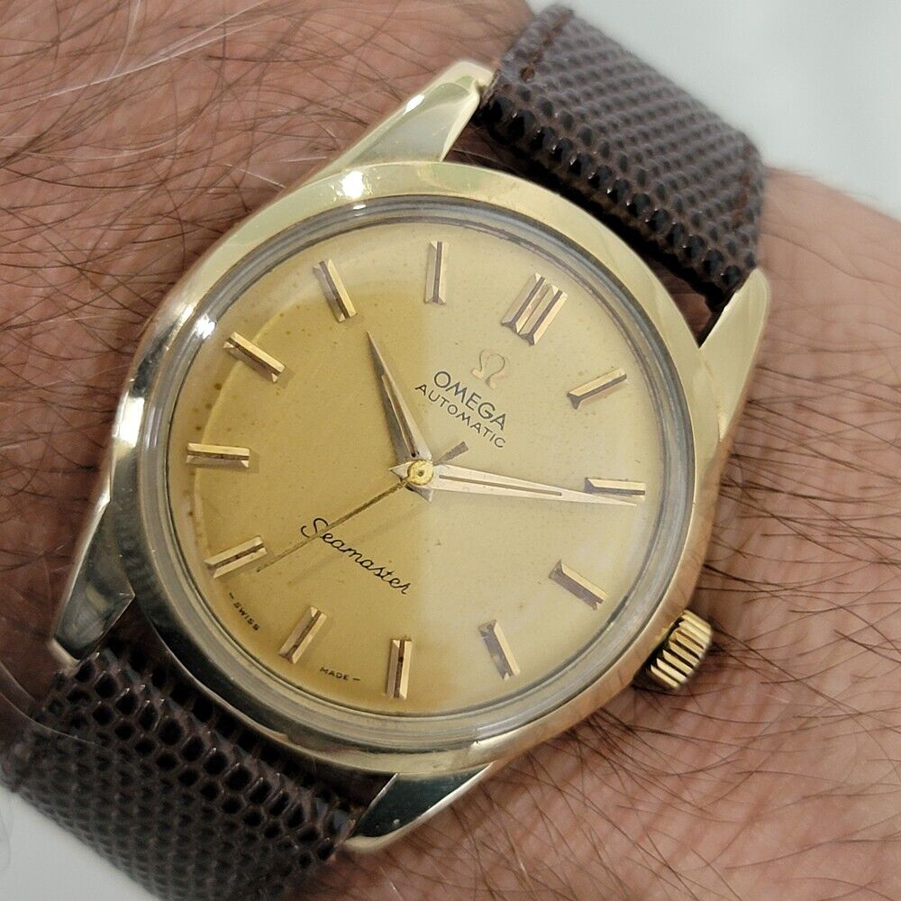 Mens Omega Seamaster Ref 2975 35mm 18k Gold Automatic 1950s Swiss Vintage RA406