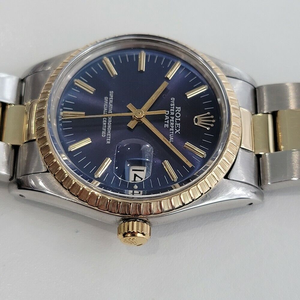 Mens Rolex Oyster Perpetual Date 15053 35mm 1980s 14k Gold ss Auto Quick RA272