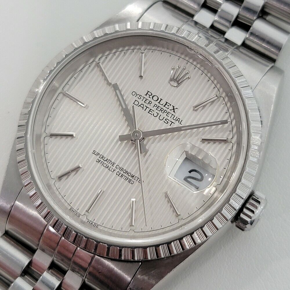 Mens Rolex Oyster Datejust Tapestry Ref 16220 36mm 1990s Auto All Original RA278