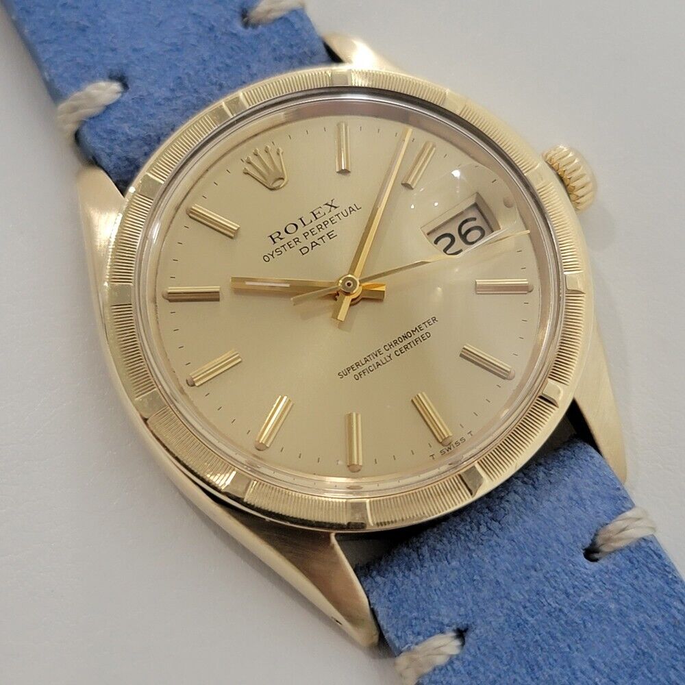 Mens Rolex Oyster Perpetual Date Ref 1501 35mm 14k Gold 1970s Automatic RA351B