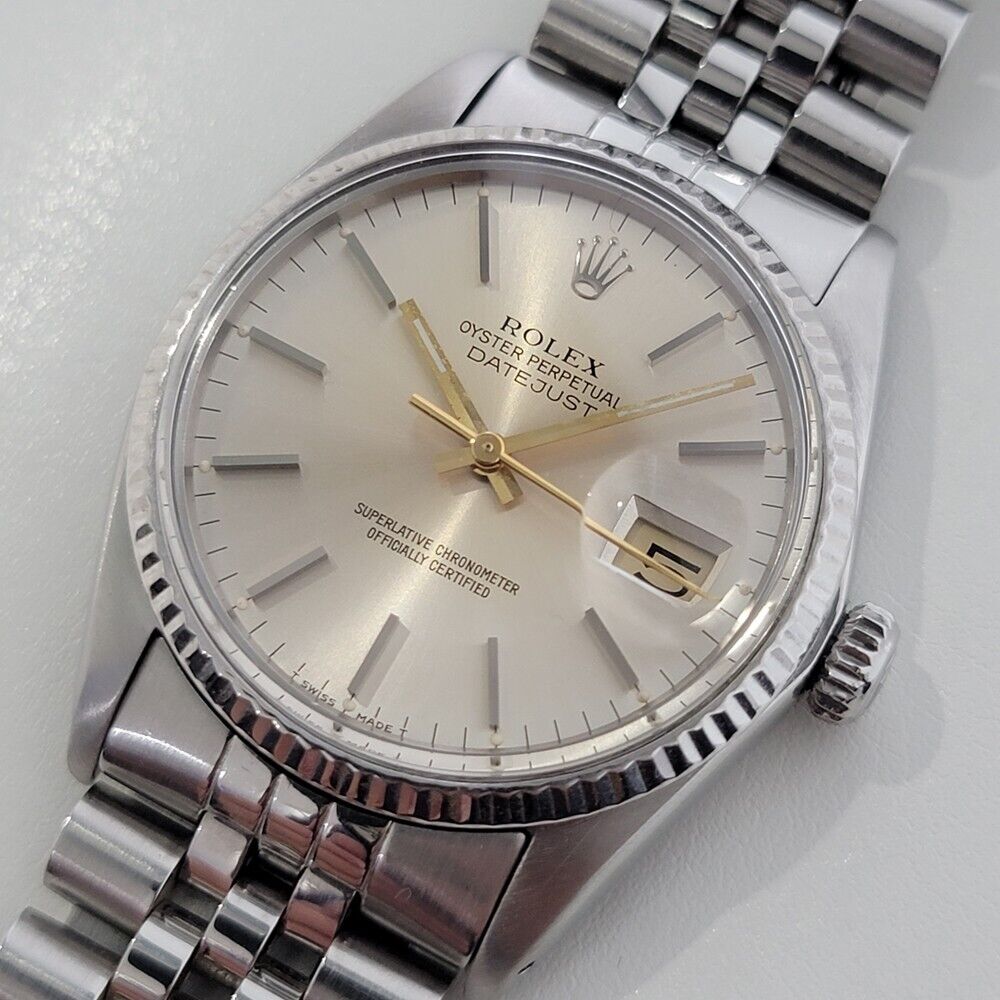 Mens Rolex Datejust Ref 16014 36mm 18k White Gold SS 1970s Automatic Swiss RA332