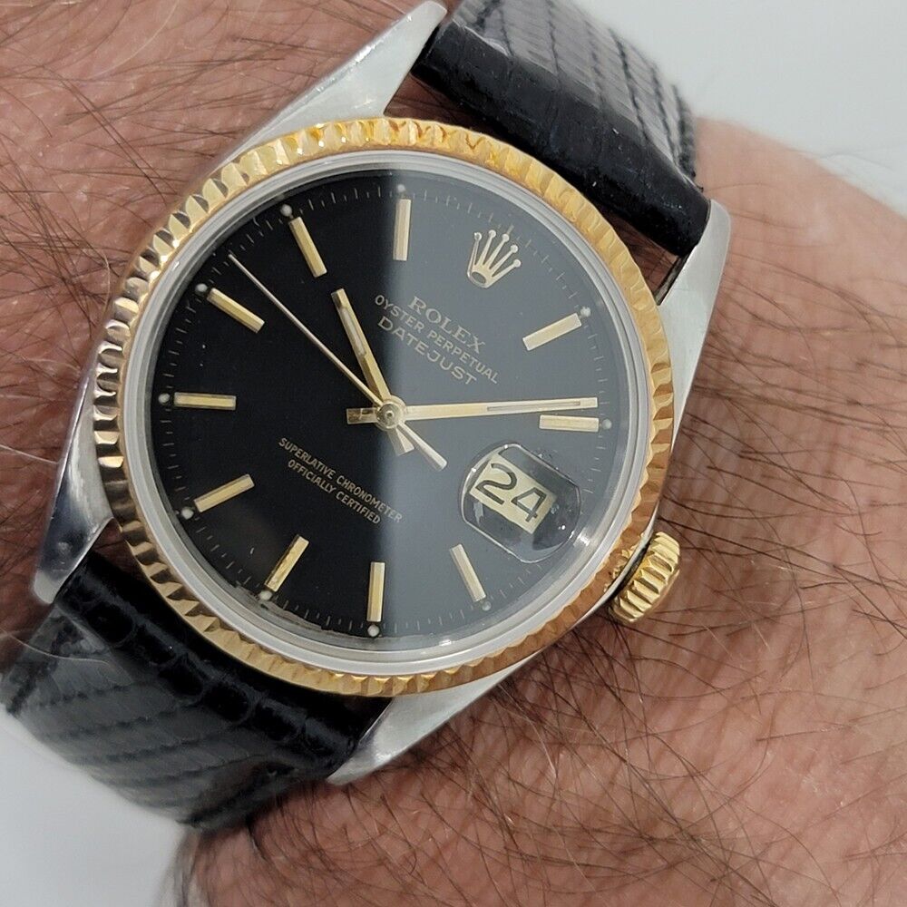 Mens Rolex Oyster Datejust 1601 36mm 18k Gold SS 1960s Automatic Vintage RJC142B