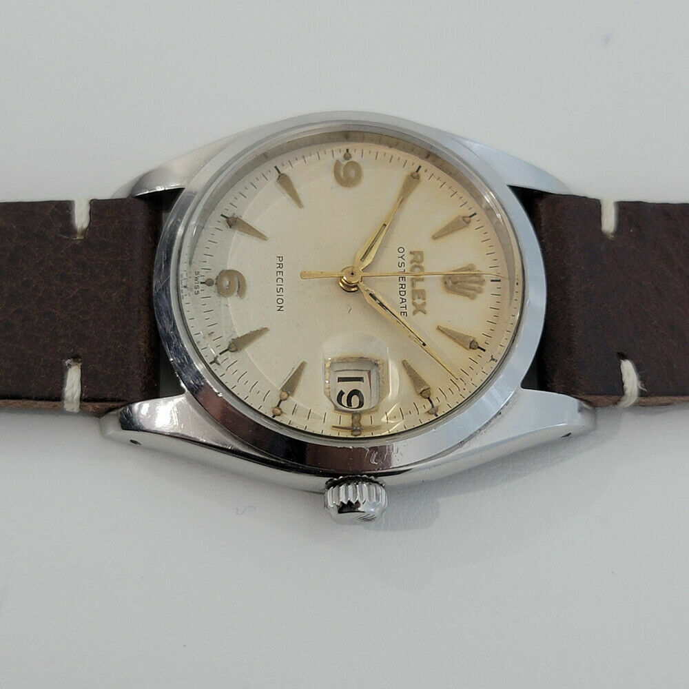 Mens Rolex Oysterdate Precision 6494 34mm 1950s Hand Wind Vintage Swiss RA191B