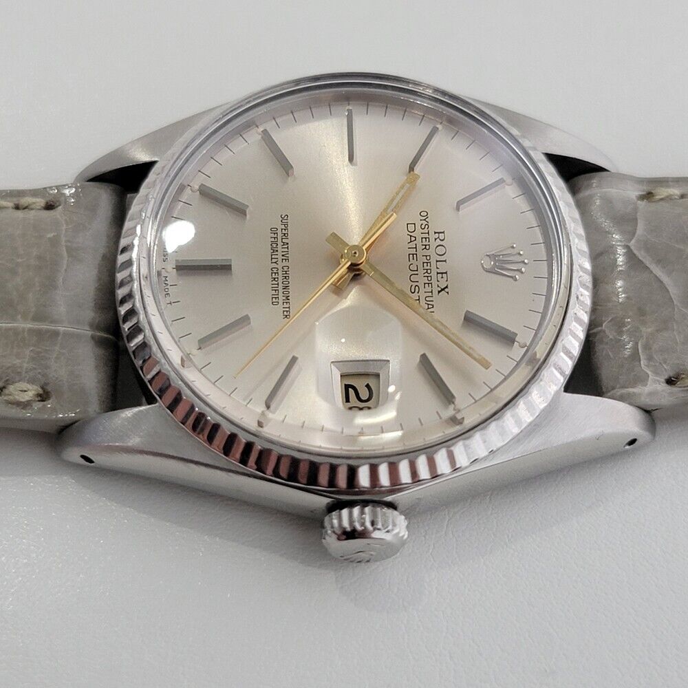 Mens Rolex Datejust 16014 36mm 18k White Gold SS Automatic Swiss 1980s RA332G