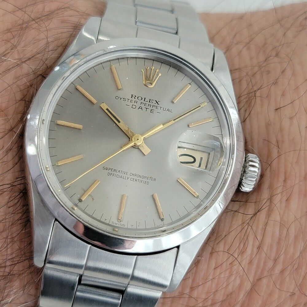 Mens Rolex Oyster Perpetual 1970s Date 1500 Automatic 35mm w Rolex Pouch RA190