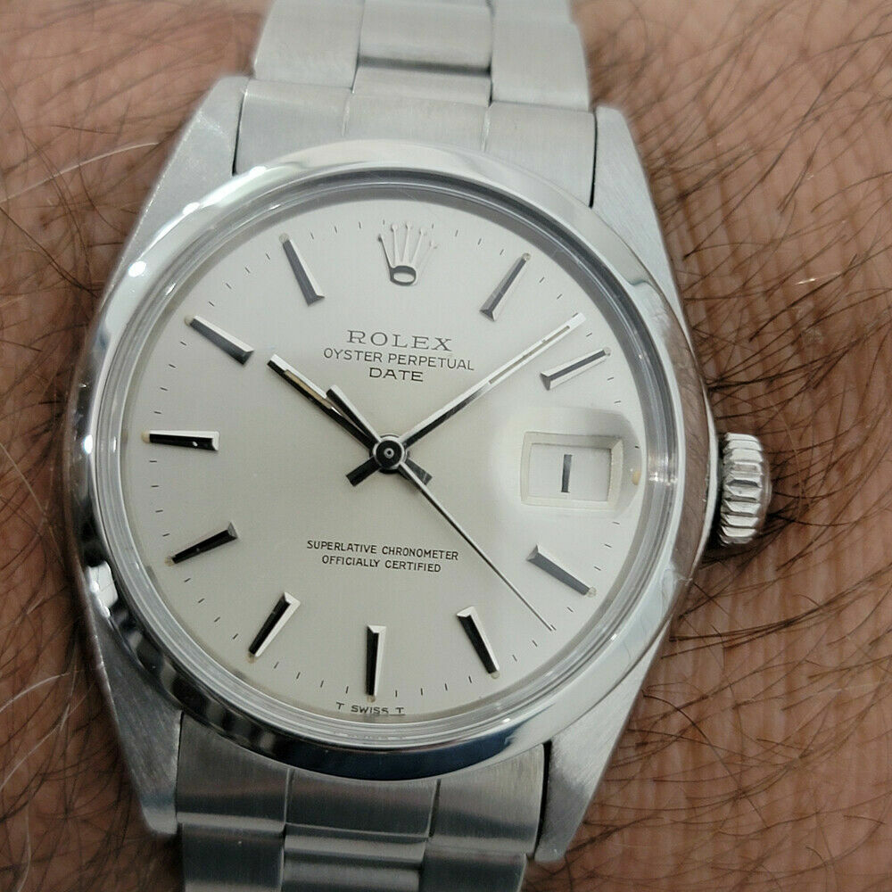 Mens Rolex Oyster Perpetual 1960s Date 1500 w Original Papers Auto 35mm RA245