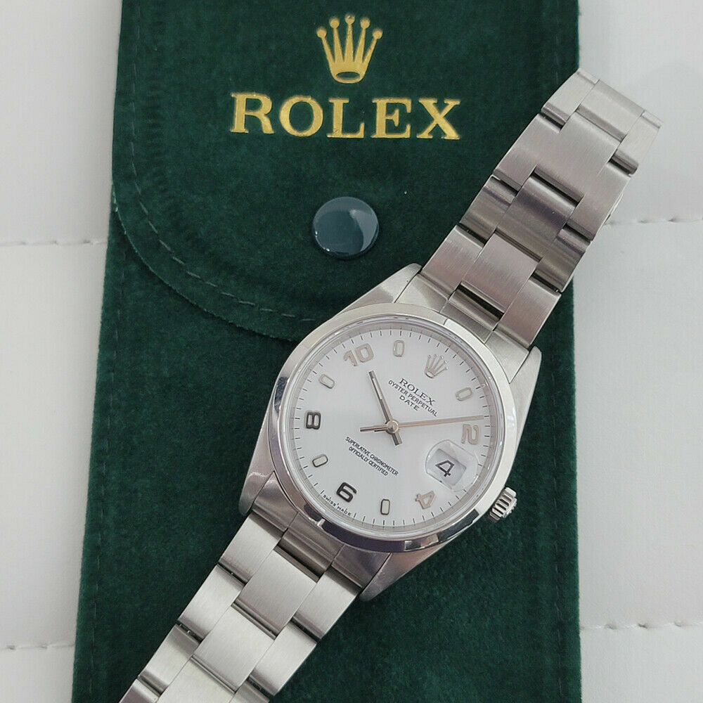 Mens Rolex Oyster Perpetual Date 15200 35mm Automatic 2000s w Rolex Pouch RJC144