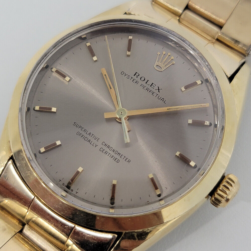 Mens Rolex Oyster Ref 1024 w Box Paper 34mm Gold-Capped 1960s Automatic RA200