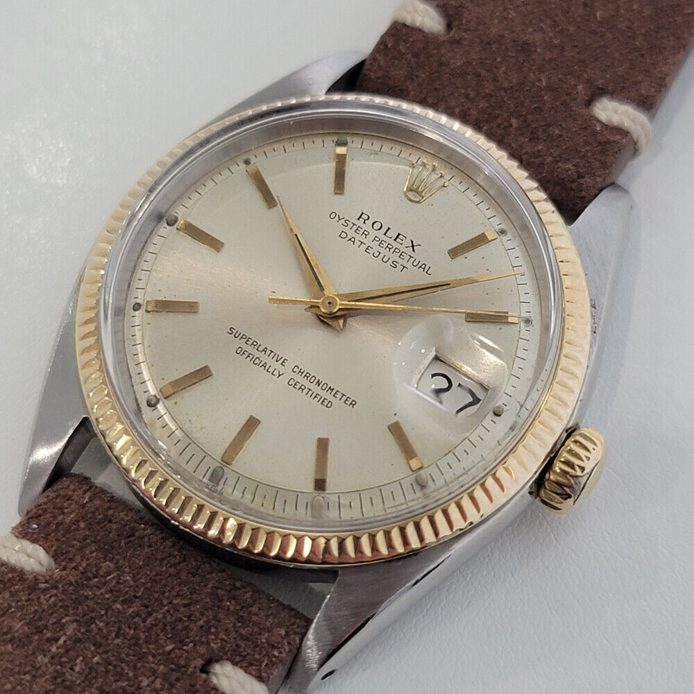 Mens Rolex Oyster Datejust Ref 1601 1960s 18k Gold SS Automatic Vintage RA254B