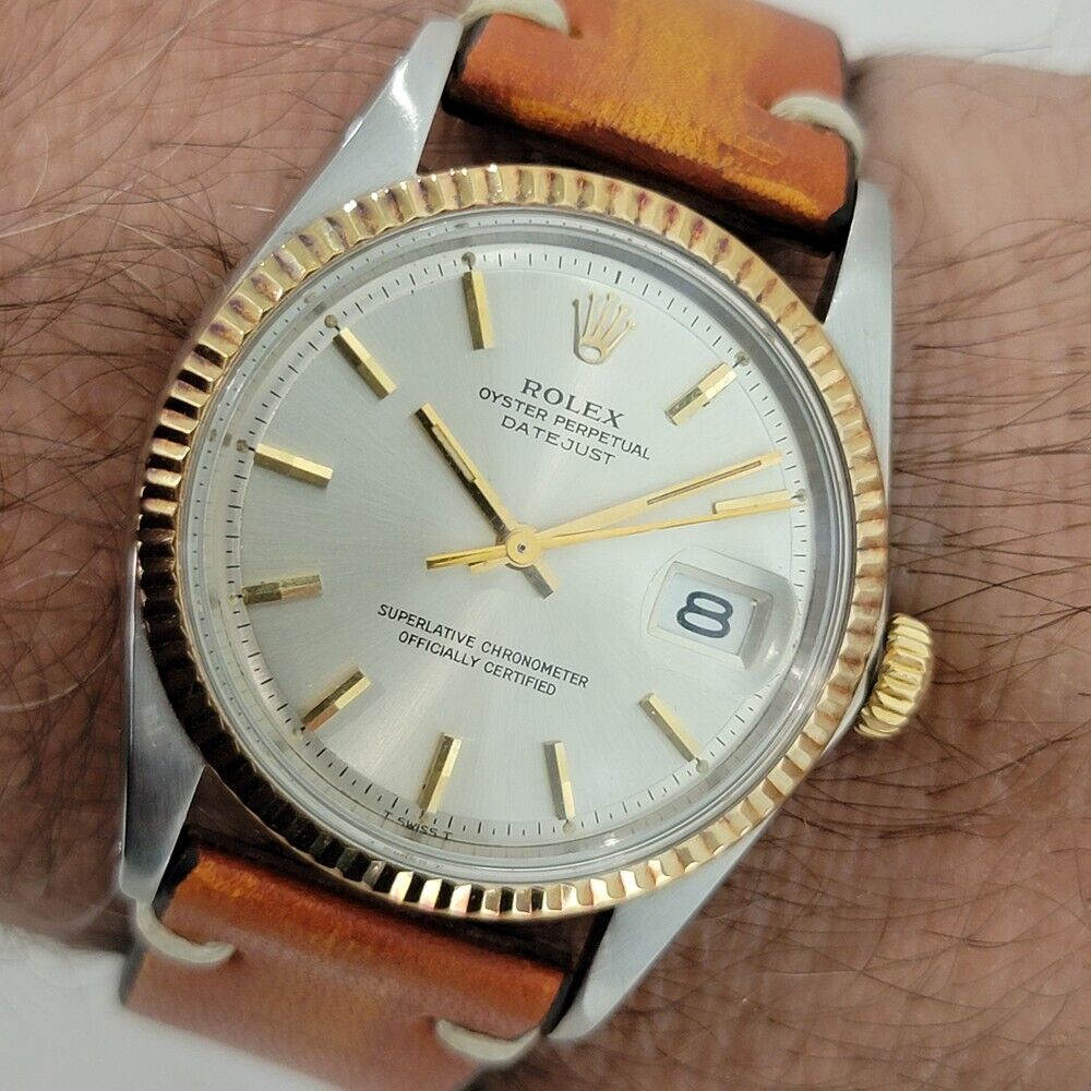 Mens Rolex Oyster Datejust Ref 1601 36mm 18k SS 1970s Automatic Vintage RJC132T