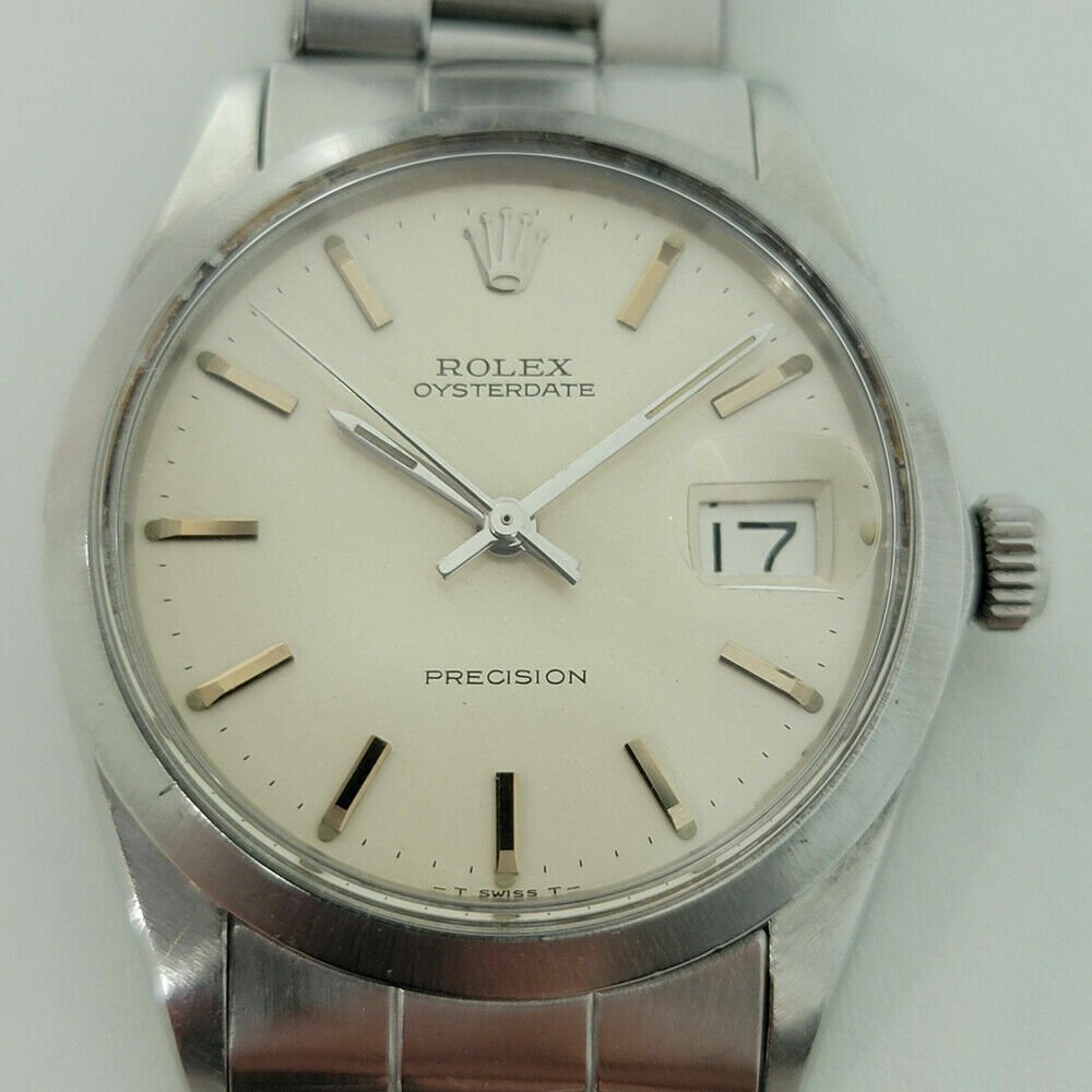 Mens Rolex Oysterdate Precision 1960s 6694 w Orig Box Paper Manual 34mm RA261