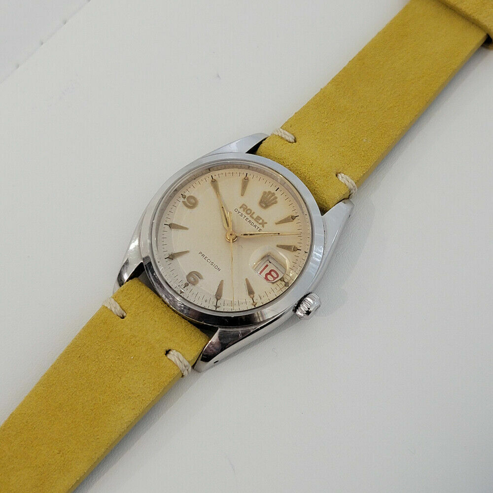 Mens Rolex Oysterdate Precision Ref 6494 34mm 1950s Vintage Manual Wind RA191