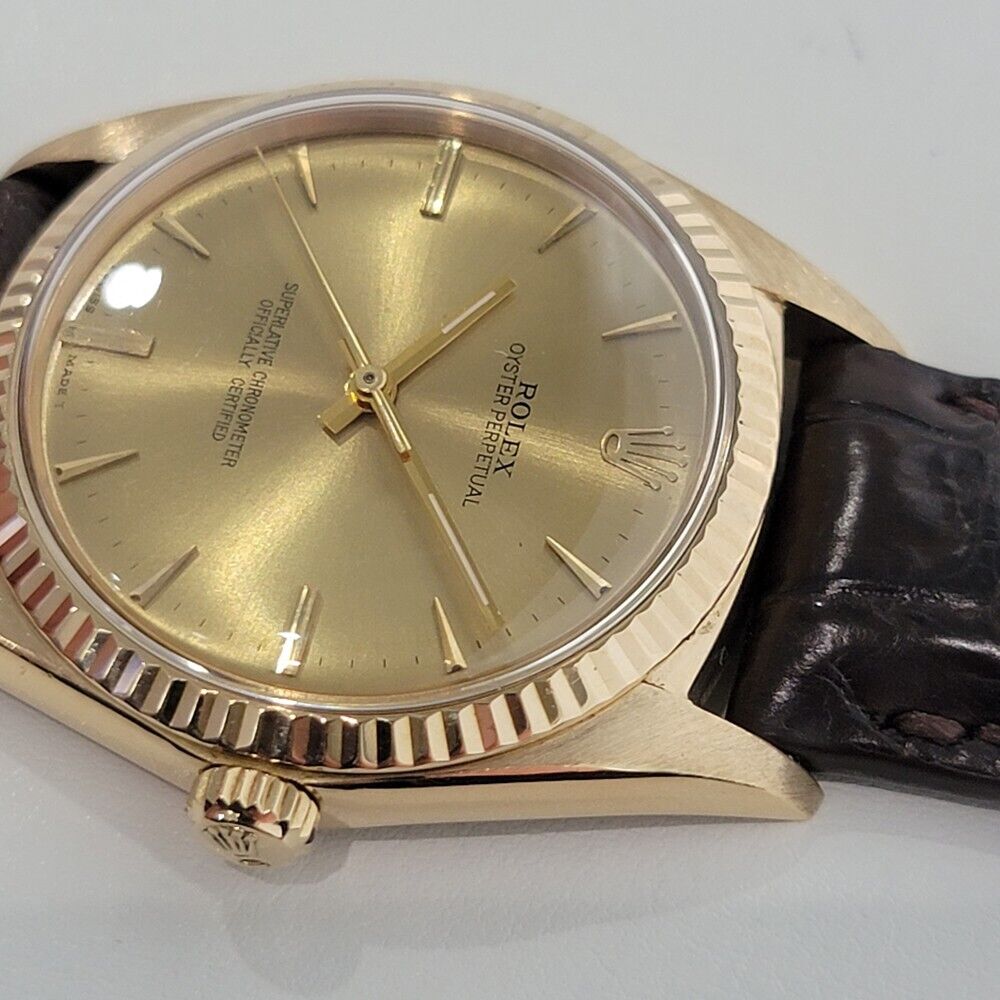 Mens Rolex Oyster Perpetual 1960s Ref 1013 36mm 18K Gold Vintage Automatic RA310