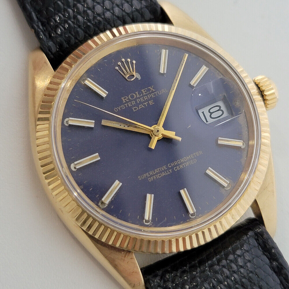 Mens Rolex Oyster Perpetual Date 14k Solid Gold 1503 35mm Automatic 1960s RA264