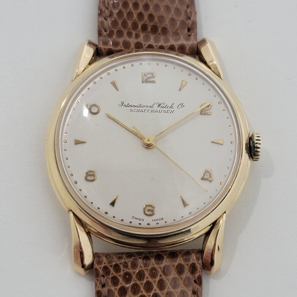 Mens IWC Schaffhausen 18k Gold 37mm 1960s Manual Wind Watch Vintage RA350