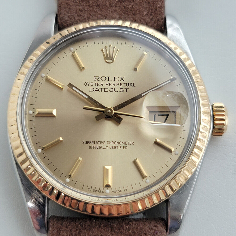 Mens Rolex Oyster Datejust Ref 16013 36mm 18k SS Automatic Swiss 1980s RJC177