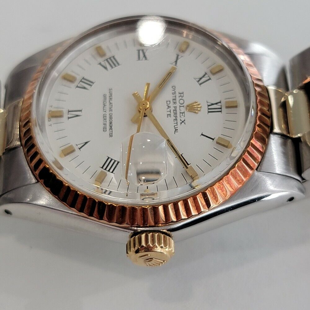 Mens Rolex Oyster Perpetual Date 1500 1970s 35mm rose Gold ss Swiss Auto RA164