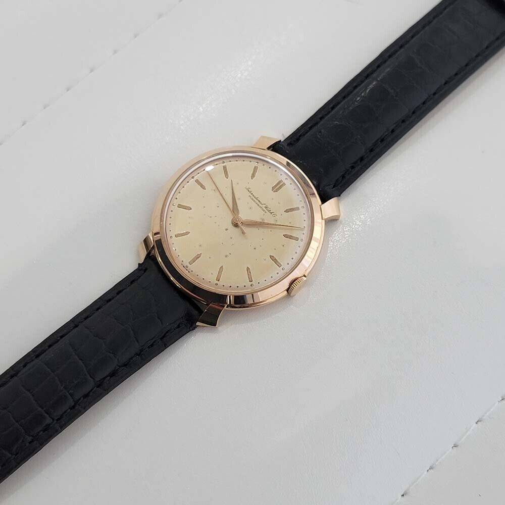 Mens IWC Schaffhausen 18k Rose Gold 37mm Manual Watch 1960s Vintage RA326