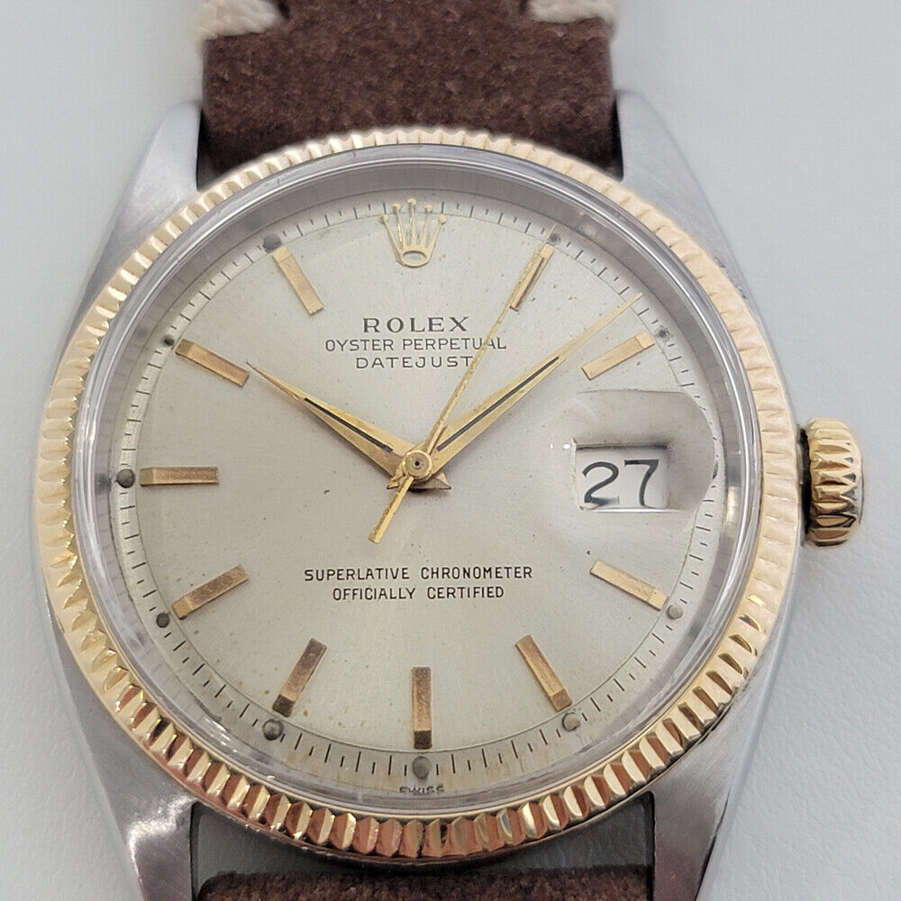 Mens Rolex Oyster Datejust Ref 1601 1960s 18k Gold SS Automatic Vintage RA254B