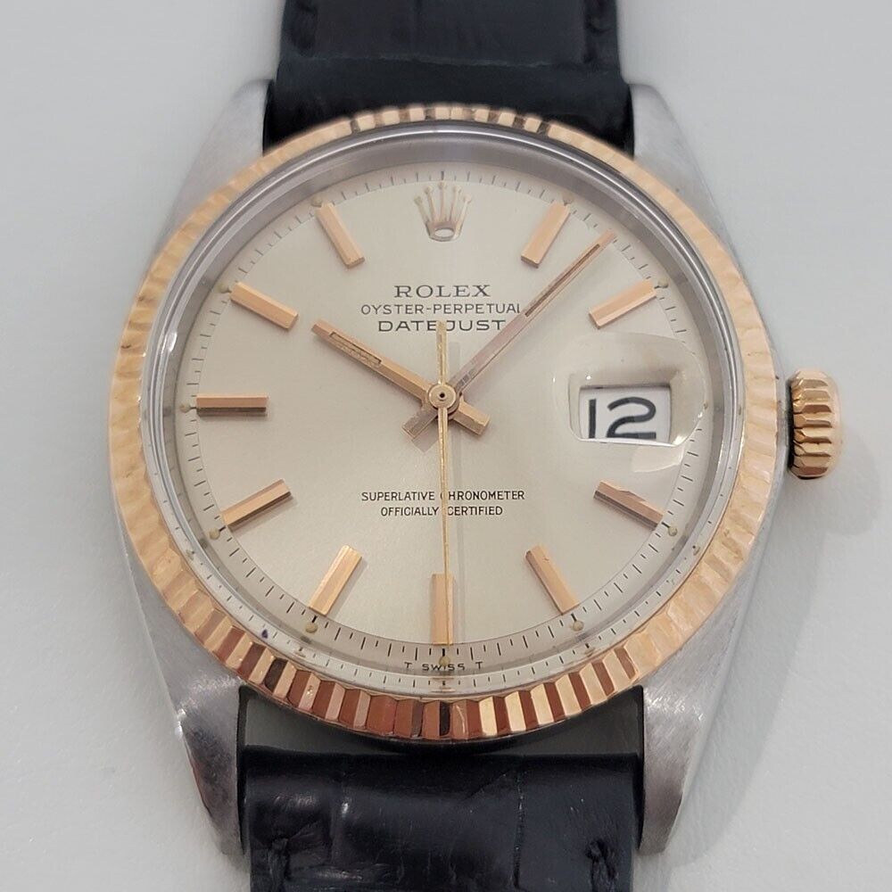 Mens Rolex Oyster Datejust 1601 36mm 18k Rose Gold SS 1960s Automatic RJC183B