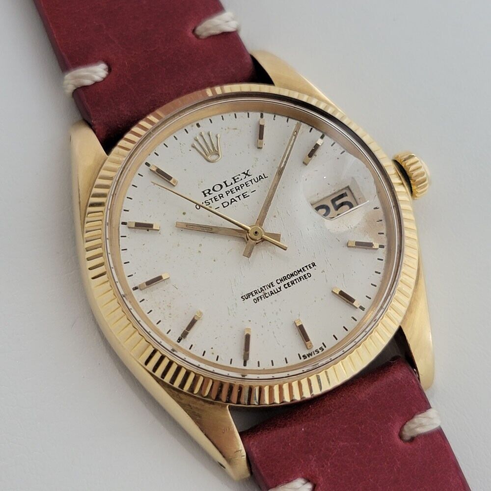 Mens Rolex Oyster Perpetual Date 1503 14k Solid Gold 35mm Automatic 1960s RA348