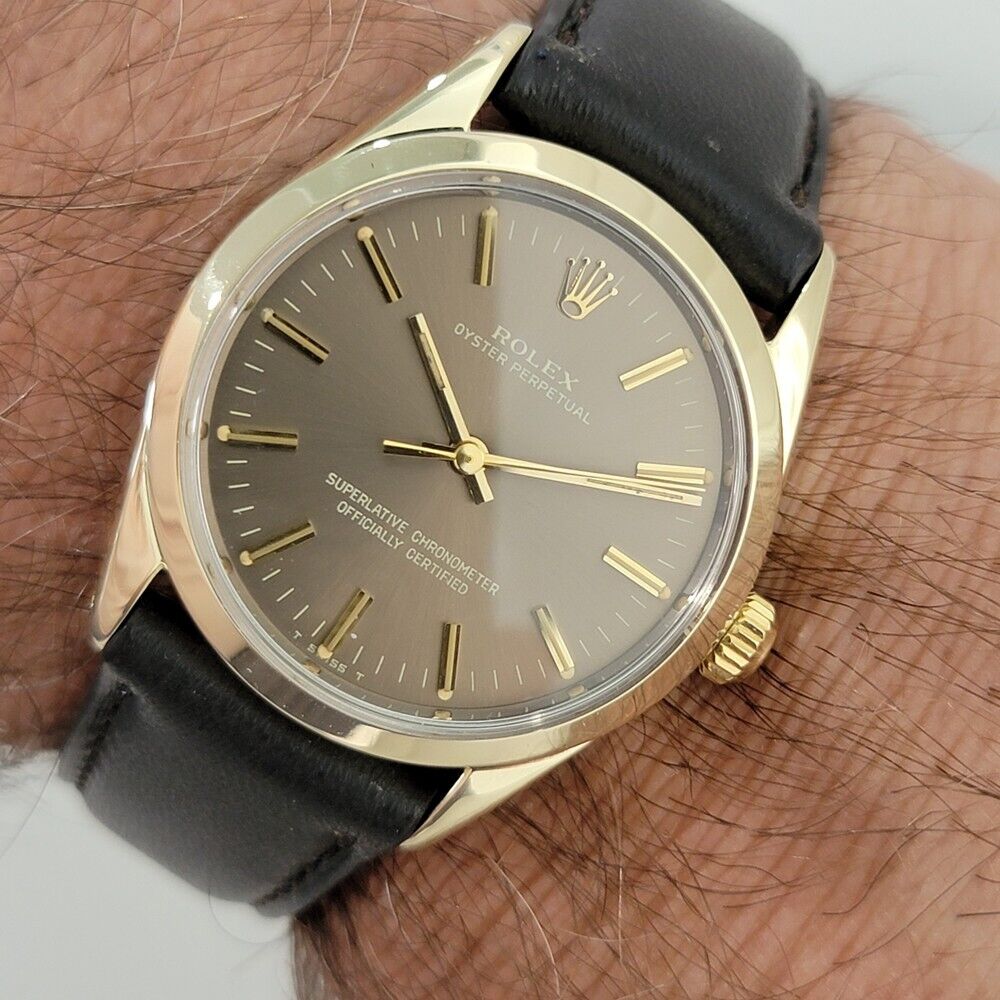 Mens Rolex Oyster Perpetual 1024 34mm Gold Capped 1970s Automatic Vintage RA375