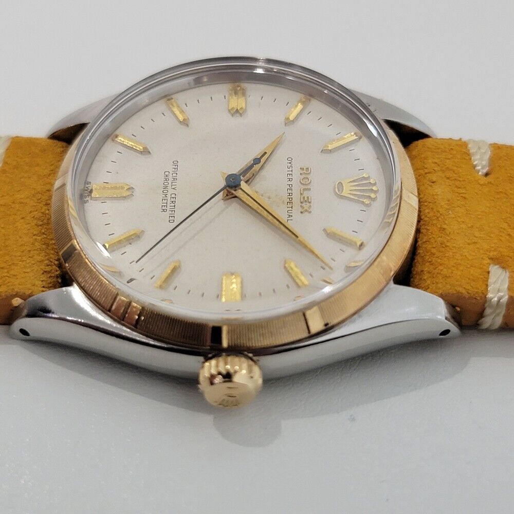 Mens Rolex Oyster Perpetual 6565 34mm 14k SS Automatic Vintage 1950s RJC149T