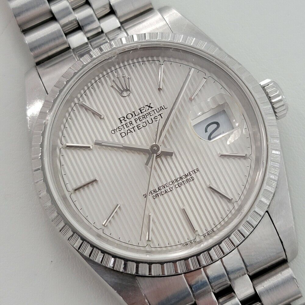 Mens Rolex Oyster Datejust Tapestry Ref 16220 36mm 1990s Auto All Original RA278