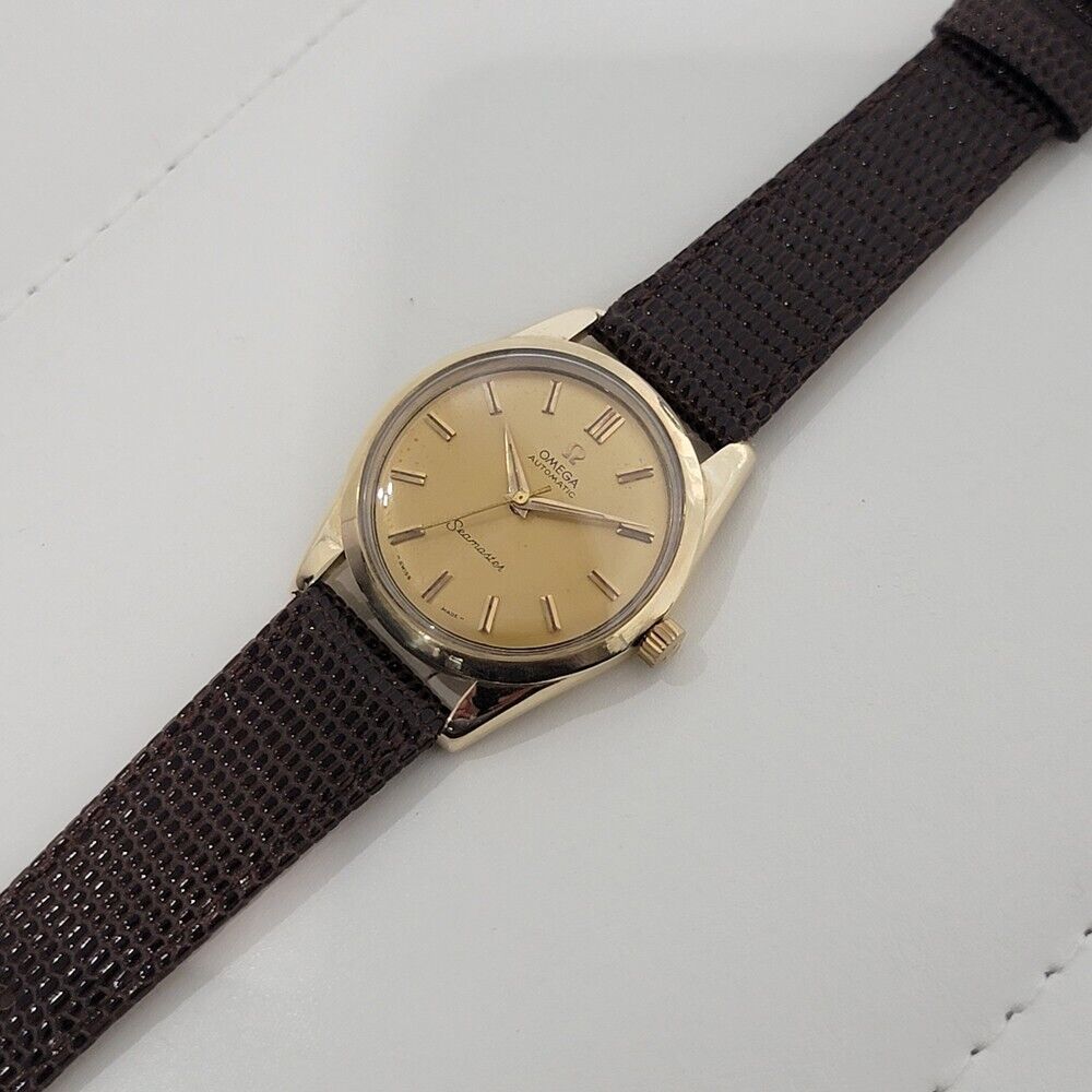 Mens Omega Seamaster Ref 2975 35mm 18k Gold Automatic 1950s Swiss Vintage RA406