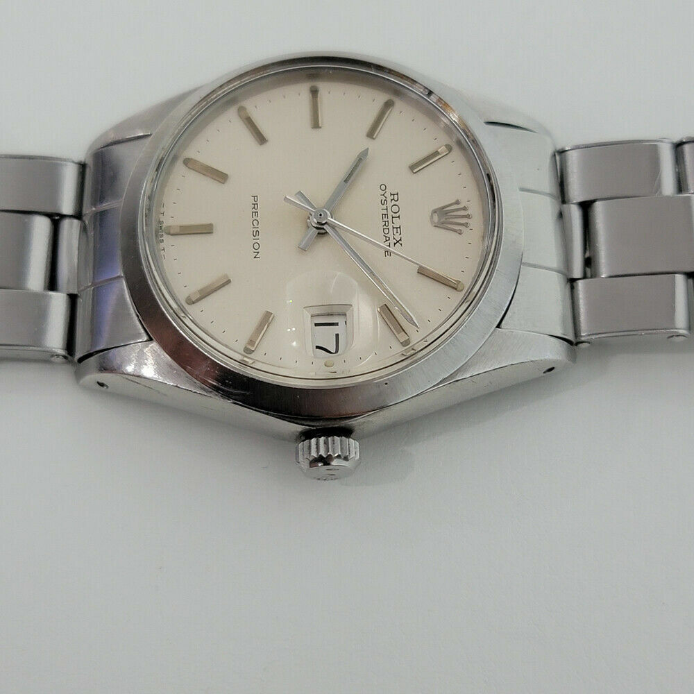 Mens Rolex Oysterdate Precision 1960s 6694 w Orig Box Paper Manual 34mm RA261