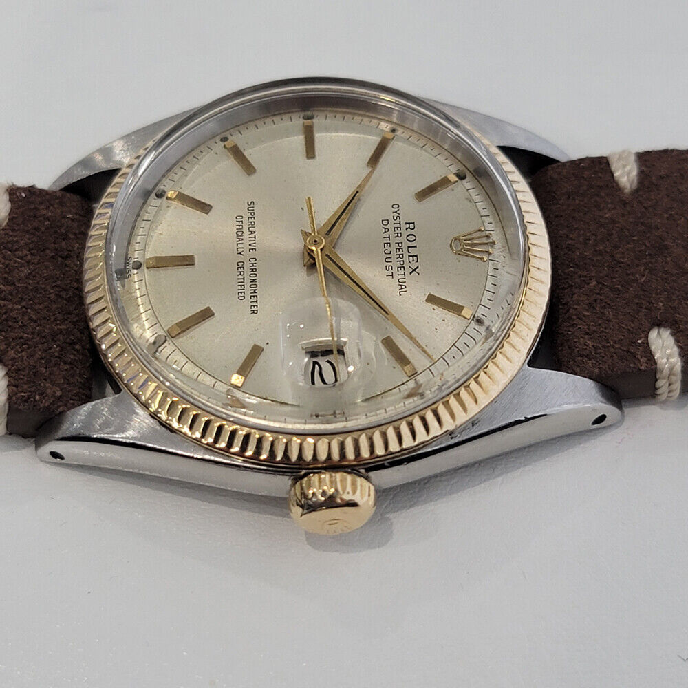 Mens Rolex Oyster Datejust Ref 1601 1960s 18k Gold SS Automatic Vintage RA254B