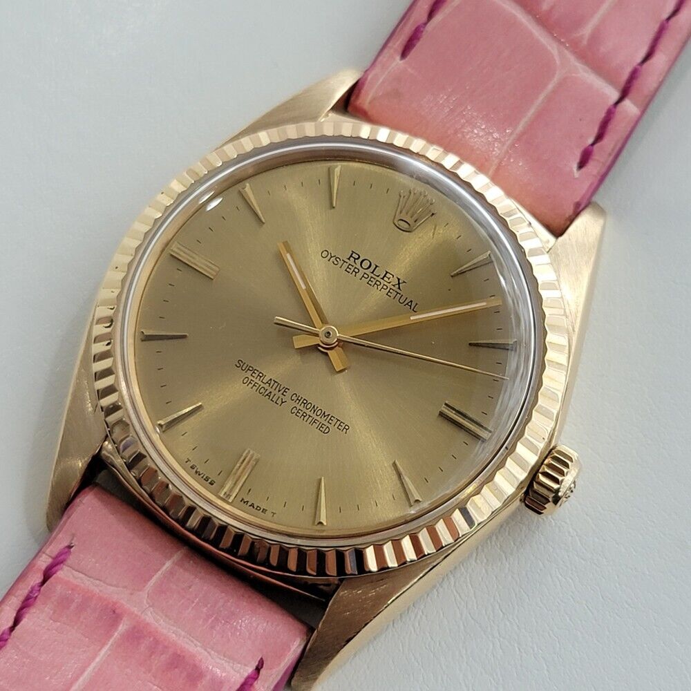 Mens Rolex Oyster Perpetual Ref 1013 36mm 18K Gold Automatic Swiss 1960s RA310P