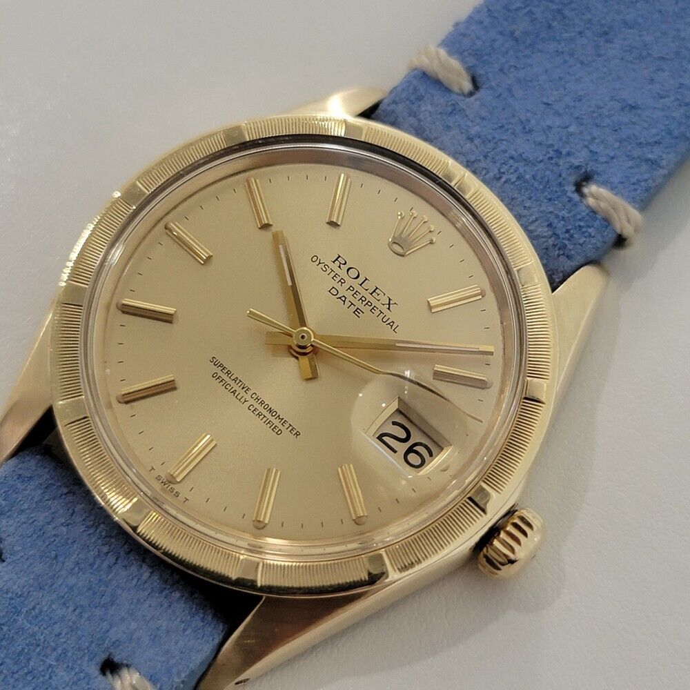 Mens Rolex Oyster Perpetual Date Ref 1501 35mm 14k Gold 1970s Automatic RA351B