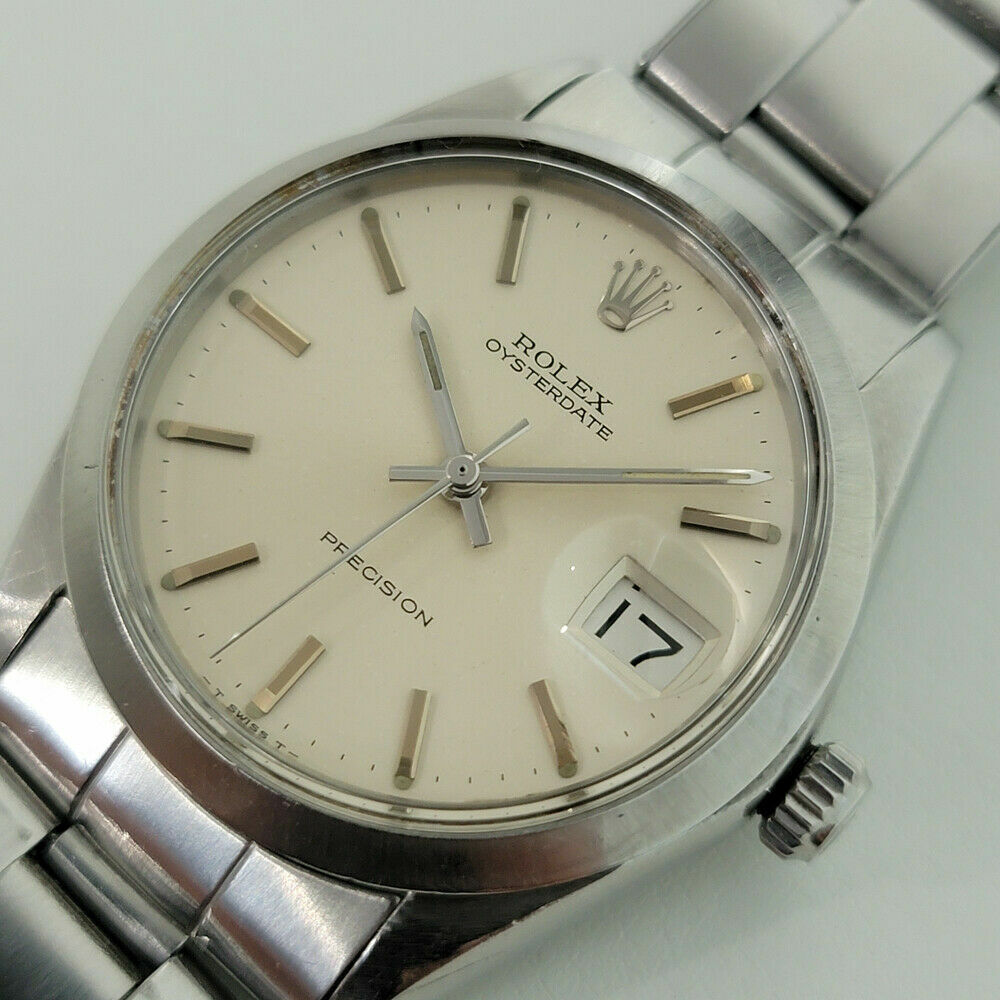 Mens Rolex Oysterdate Precision 1960s 6694 w Orig Box Paper Manual 34mm RA261