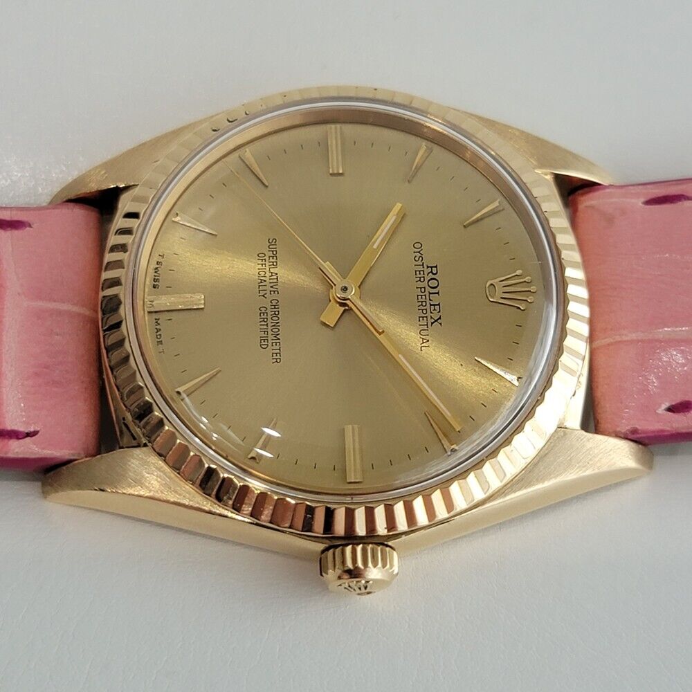 Mens Rolex Oyster Perpetual Ref 1013 36mm 18K Gold Automatic Swiss 1960s RA310P