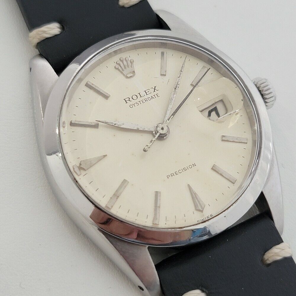 Mens Rolex Oysterdate Precision 1960s Ref 6694 34mm Vintage Manual Wind RA207