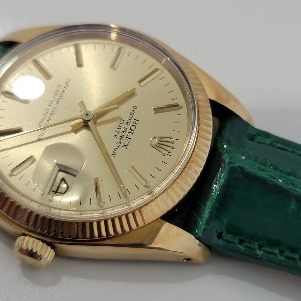 Mens Rolex Oyster Perpetual Date Ref 1503 35mm 14k Gold 1970s Automatic RJC192G