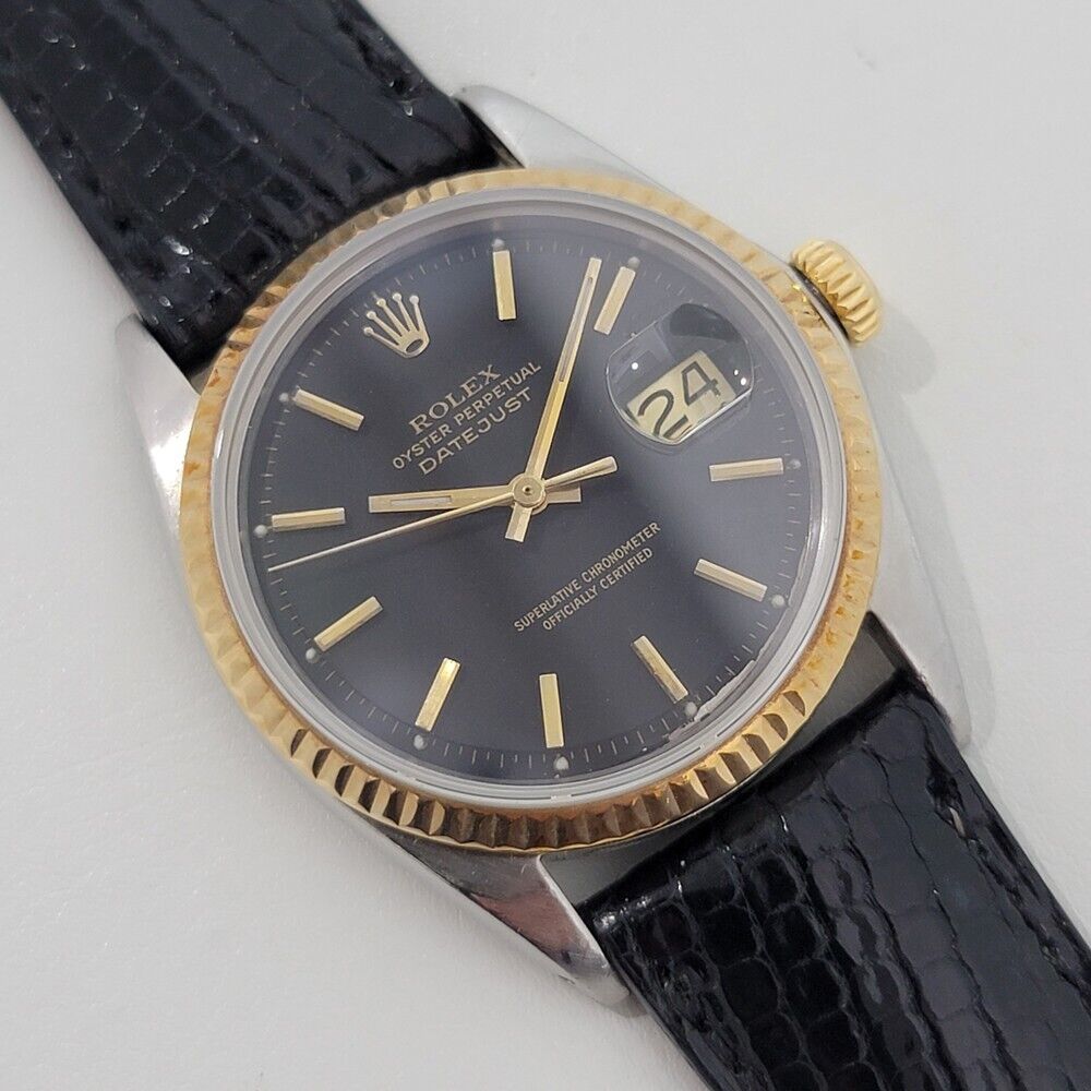 Mens Rolex Oyster Datejust 1601 36mm 18k Gold SS 1960s Automatic Vintage RJC142B