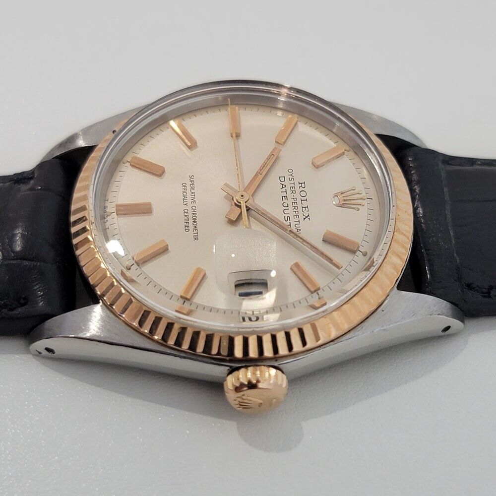 Mens Rolex Oyster Datejust 1601 36mm 18k Rose Gold SS 1960s Automatic RJC183B